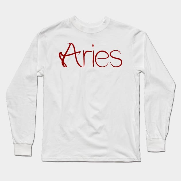 Fancy Aries Script Long Sleeve T-Shirt by Hot Like An Aries